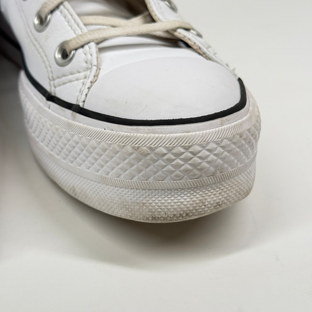 Converse Chuck Taylor All Star Women's Platform Hi White Leather Sneakers Size 9 - Picture 3 of 11